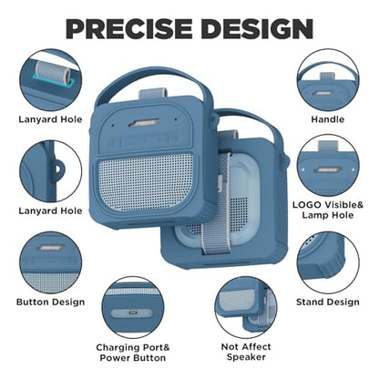 for Bose SoundLink Micro Speaker (2nd Gen) Case with Lanyard&Carabiner,Anti-Scratch Portable Silicone Protective Cover Compatible with Bose SoundLink Micro Portable Bluetooth Speaker (2nd Gen) (Blue) - color: Blue