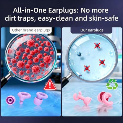 Noise Cancelling Ear Plugs Sleep 50dB NRR Side Sleep Small Ear | ultra soft silicone, reusable one-piece design, 4 sizes included, portable case - color: Pink