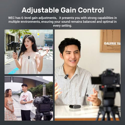 GODOX WEC Kit1 Wireless Lavalier Microphone | Noise Cancellation, 656ft Transmission, 8 Hours Battery, Mini Lapel Design for Camera Phone Android