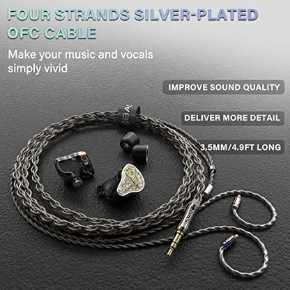 BASN Bmaster5 in Ear Monitor Headphone,1DD+4BA 5 Driver Musician IEM Earbud | 10mm DLC Diaphragm, Pentaconn Connector OFC Cable, Aluminum Case, Noise Isolation IEM for Drummer Audiophile (Starlight Gold) - color: Starlight Gold