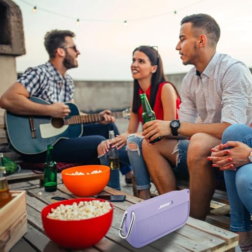 co2CREA Soft Silicone Case for Bose SoundLink Flex Bluetooth Speaker,Purple | Adjustable Shoulder Strap, Crossbody Carrying, Aluminum Carabiner, Lightweight - color: Purple Case
