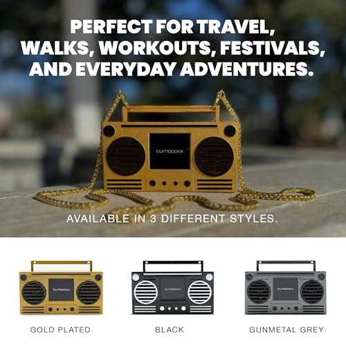 Bumpboxx MicroBoom Wearable Bluetooth Speaker with 24" Gold-Plated Chain | Includes a 24-inch gold-plated chain and rechargeable lithium-ion battery. - color: Gold