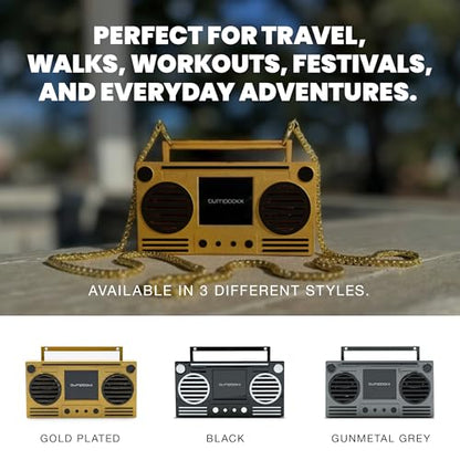 Bumpboxx MicroBoom Wearable Bluetooth Speaker with 24" Gold-Plated Chain | Includes a 24-inch gold-plated chain and rechargeable lithium-ion battery. - color: Gold