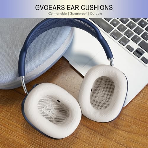 Ear Cushions Replacement for Apple AirPods Max 1 & 2- Cups Headphones Pads | Upgraded Earpads Covers Sweatproof Protein Leather Silicone Foam for Workout & Gym (Starlight) - color: Starlight