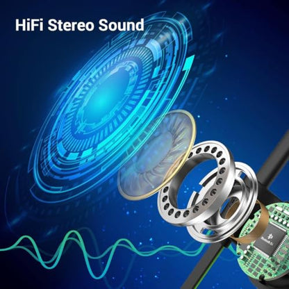 Bluetooth 5.3 Headphones, Wireless Sports In-Ear Earbuds IPX7 Waterproof | 16 Hours Playtime, Sweatproof Stereo Earphones with MIC, Noise Cancelling Headsets for Gym Running Workout, Clear Sound - color: Black