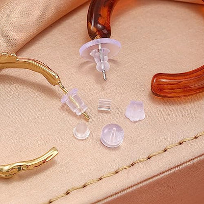 Nkwuire Silicone Earring Backs for Studs, 550 Pcs 6 Styles Clear Soft Earring Backings Rubber Plastic Earring Backs Clutch Stoppers Replacement Kits for Fish Hook Earring Studs Hoops - color: 6 styles-B