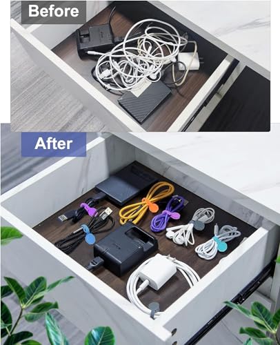 6 PCS Silicone Magnetic Cable Ties, Reusable cord Organizer clips | magnet cord holder for phone charging, compatible with USB/lightning cables, bookmarks, whiteboard magnets, fridge magnets - size: 6-PCS