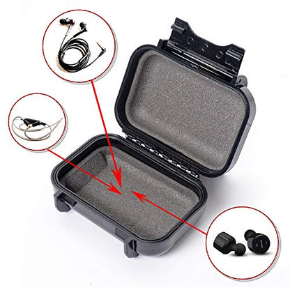 V-MOTA HSA Transparent boxs Ear Bud Earphone Headset Headphone Case Mini Storage Carrying Pouch Bag Waterproof Box Suitcase Carry case (Black)