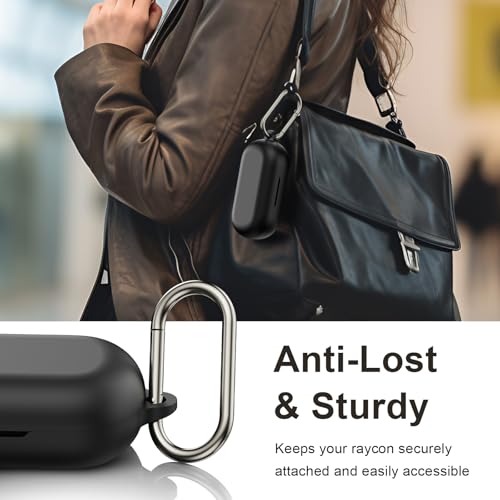 for Raycon Open Earbuds Case Cover, Shockproof Silicone Skin | Anti-Scratch Protective Case for Raycon Open Ear Bluetooth Headphones with Cleaner Kit & Carabiner, Black
