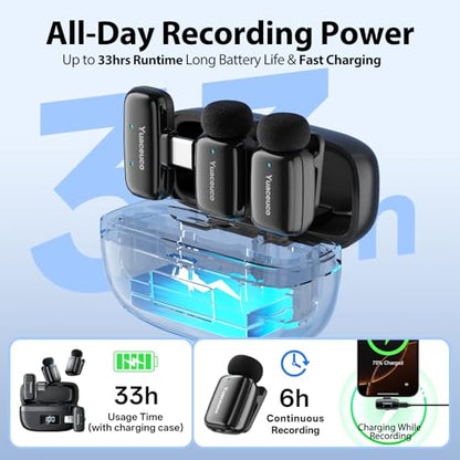 Mini Wireless Lavalier Microphone for iPhone ipad Android - color: Mic Mini (2TX+1 C RX+1 Lightning RX+Charging Case)
