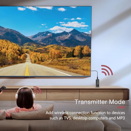 LOFICOPER Bluetooth Transmitter Receiver, Aux Bluetooth Adapter for Car, Support TF Card, Hand-Free Call, Navigation, Car & Home Stereo, TV, Headphones - color: Glossy Black