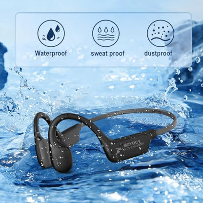 Bone Conduction Headphones, Open Ear Bluetooth 5.4 Headset with Mic | 15H Playback, IPX6 Sweatproof, Lightweight Open-Ear Fit for Running, Cycling, Walking & Outdoor Use (Black) - color: Black