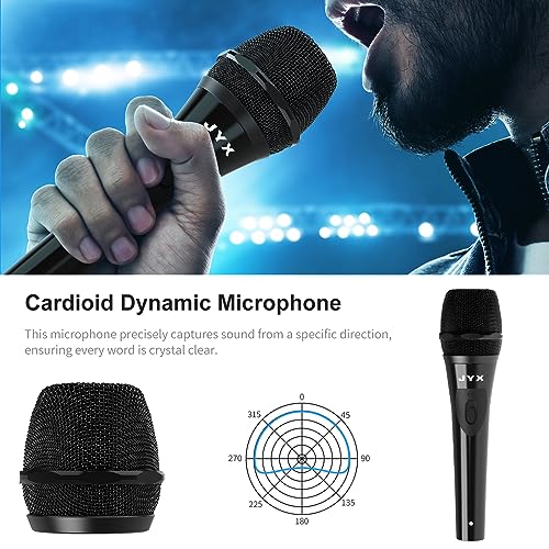 Wired Dynamic Microphone with 10-Foot Cable, On/Off Switch, 1/4-Inch Plug