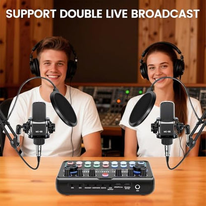 ALSO GO Podcast Equipment Bundle for 2, P99 Recording Studio Equipment | Podcast Microphone Bundle with Voice Changer, Audio Interface for Podcasting, Recording, Streaming, Gaming, Tiktok, Youtube - size: 2x Microphone