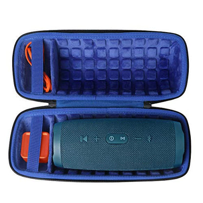 co2CREA Hard Travel Case for JBL Charge 5/4 Speaker, Black+Royal Blue | Portable Travel Bag Replacement with Custom Molded Interior and Handle, Shockproof EVA Shell and Soft Lining - color: Outside Black and Inside Royal Blue
