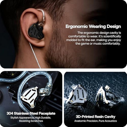 Linsoul KZ ZS10 PRO 2 in Ear Monitor IEM, 1DD+4BA Hybrid Wired Earbuds Kiwi Ears SONICAP Waterproof Earbud Case,Hard Protective IEM Storage Box
