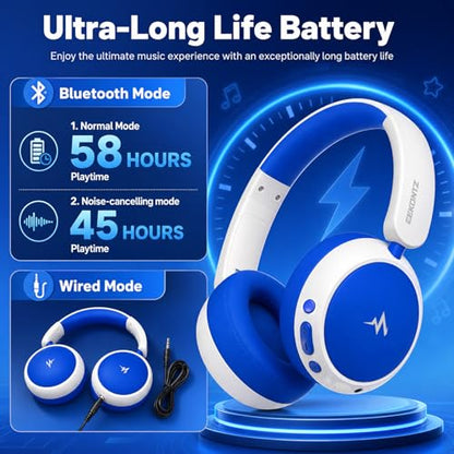 Kids Wireless Headphones,Over-Ear Headset for Boys - color: Blue
