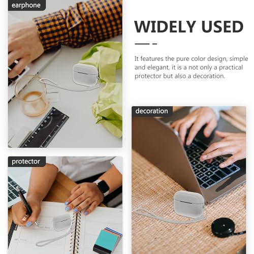 POPETPOP Silicone Earphone Charging Case Cover for Earbuds, Portable Protective Earbud Shell, Gray Earphone Protector Compatible with Apple Accessories