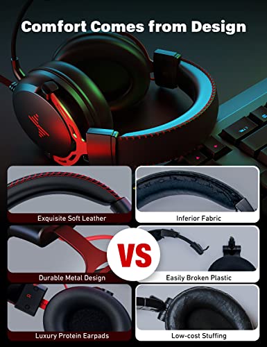 DEEBOX Gaming Headset for PS5 PS4 Xbox One Switch, Gaming Headphones with Microphone for PC Mac Laptop Computer Gamer