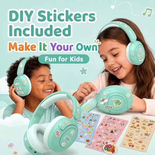 MIDOLA Kids Bluetooth Headphones Wireless,ANC,68H,Safe Volume Limit 85/94dB | Adjustable Headband Foldable Over-Ear for Toddler Girls Boys Tablet/iPad,HD Stereo,Built-in Mic,Green - color: Mint Green