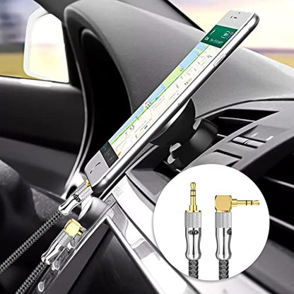 EMK Right Angle Aux Cord, 90 Degree 3.5mm Audio Cable Stereo Male to Male – Nylon Braided, Gold-Plated for Car, Home Stereo, Headphones – 3 Feet (1M) - size: 3 Feet, style: 90 to Straight 3-Pole (Audio Only)
