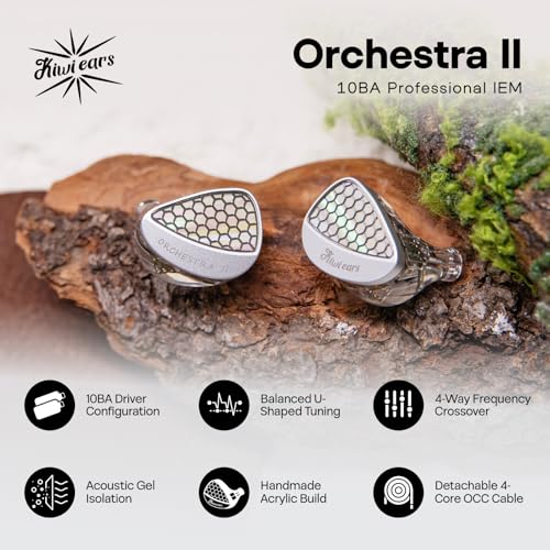 Linsoul Kiwi Ears Orchestra II 10BA Professional in-Ear Monitor, HiFi Wired IEM Earbuds with Superlative Tonal Balance Kiwi Ears SONICAP Waterproof Earbud Case,Hard Protective IEM Storage B