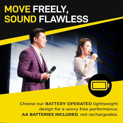 SKP Pro Audio UHF-300D Dual Wireless Microphone System – Handheld Wireless Microphones with LCD Display, 200ft Range, Clear Sound, Long Battery for Karaoke, Singing, Church & DJs