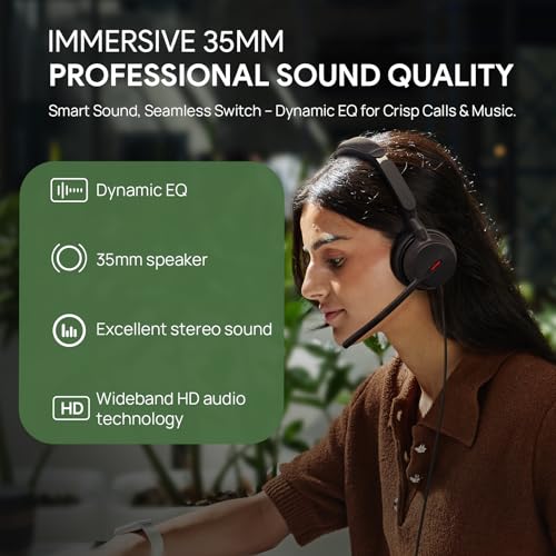 Yealink UH44 USB Headset, Teams Certified, 2 Mics, USB-C/A,in-Line Controls | AI noise-canceling mics,usb headset with microphone for work,wired headset for pc laptop,work from home,busy light