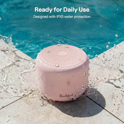 Bobtot Portable Bluetooth Speakers Mini Speaker with Strap Easy to Carry | Wireless IPX5 Waterproof with Loud Stereo Sound, 20 Hours Playtime, Rechargeable Battery, Built-In Microphone, Pink - color: Pink