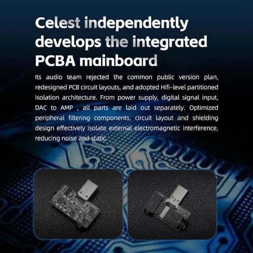 Celest CD-2 Portable IEM DAC, in Ear Monitor Amplifier, USB C to 3.5/4.4mm Output Headphone Amplifier, High Resolution 32bit/384kHz, HiFi Mini Earbuds Amp for Phone/PC (Black)