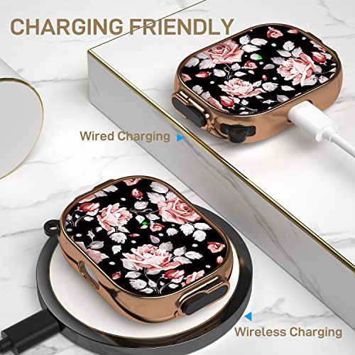 for AirPods Pro 2/1 Case Cover with Safety Lock, Magsafe Compatible, Rose - color: Black Pink, size: AirPods Pro 2/1 Case (2019/2022/2023)