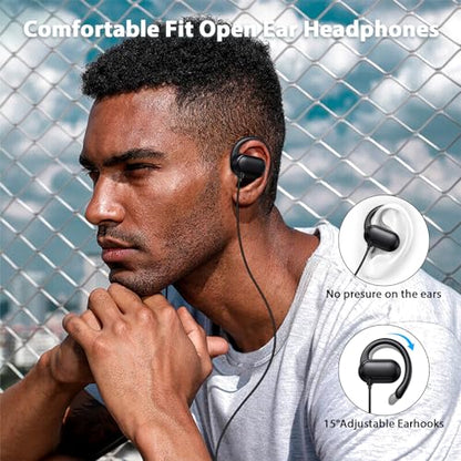 iMangoo 3.5mm Earbuds Wired Over Ear Buds with Microphone 5FT Cord Black | 3.5 mm Aux Jack Plug in Headphones Earhook Corded Earphone for Kids Women Airplane Travel School Gym Workout Running Sport