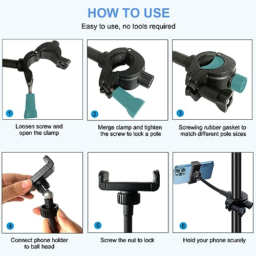 JCWINY Mic Stand Phone Holder, Flexible Phone Holder for Microphone Stand, Adjustable iPhone Mic Stand Holders, Music Stands Phone Holders for iPhone 14 13 12 MAX Pro Samsung Galaxy All Smartphones - style: Standard