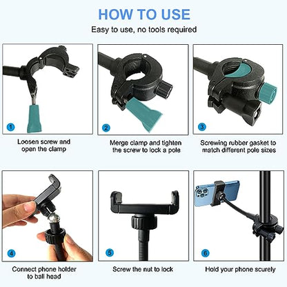 JCWINY Mic Stand Phone Holder, Flexible Phone Holder for Microphone Stand, Adjustable iPhone Mic Stand Holders, Music Stands Phone Holders for iPhone 14 13 12 MAX Pro Samsung Galaxy All Smartphones - style: Standard