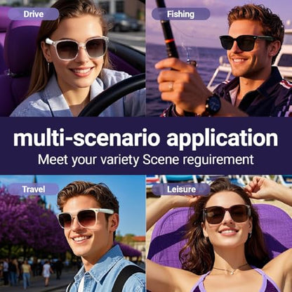 Smart AI Bluetooth Sunglasses for Women Men Translation Translator Translate Translating Headphones Audio Glasses with 150 Language & Accents UV Protection Bluetooth 5.4 Eyeglasses with Speakers - color: Coffee