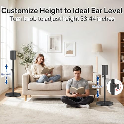 Speaker Stands Pair for Sony SA-RS8 Wireless Rear Speaker Stand, Height Adjustable from 33.4" to 40.5", Heavy-Duty Surround Speaker Stand for Sony SA-RS8 Stand with Cable Management