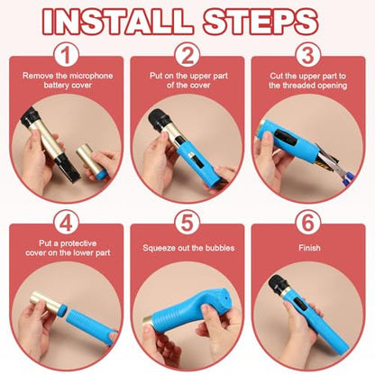 MECCANIXITY Wireless Handheld Microphone Silicone Handle Covers Red - color: Red