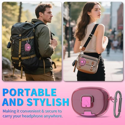 for Bose Ultra Open Earbuds Case with Secure Lock & Phone Stand, Soft TPU Shockproof Protective Clear Case for Bose Open Ear Earbuds Accessories with Cleaning Pen & Keychain (Deep Rose) - color: Deep Rose