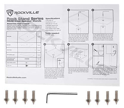 Rockville RS29W 29" Black Bookshelf Speaker/Studio Monitor Stands, Pair | White, 60 Lb Load Capacity, EVA Isolation Pads, Cable Management, Powder Coated, Brass Spikes, Rubber Feet, 9" x 9" Top - color: White