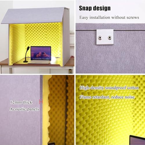 Soundproof Isolation Shield,60 * 60cm Portable Vocal Booth Box, Microphone Absorbing Shield for Private Space, Desktop Soundproof Cover (Blue) - color: Blue