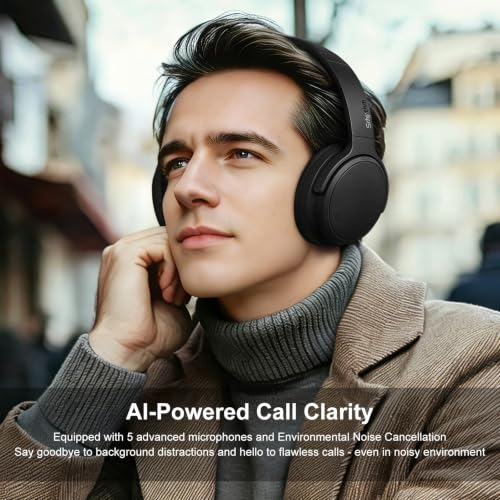 Srhythm NiceComfort 35(2nd Gen)Noise Cancelling Headphones 4-Speakers 40kHz | HD Sound,140 Hours' Ultra-long Playtime for Travel,Bluetooth 6.0,5 Microphones ENC,Transparency,Spatial Audio,Low Latency - color: Matte Black