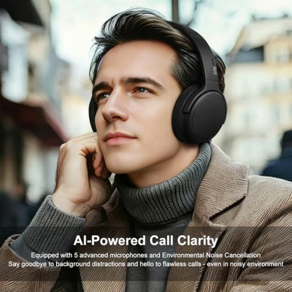 Srhythm NiceComfort 35(2nd Gen)Noise Cancelling Headphones 4-Speakers 40kHz | HD Sound,140 Hours' Ultra-long Playtime for Travel,Bluetooth 6.0,5 Microphones ENC,Transparency,Spatial Audio,Low Latency - color: Matte Black