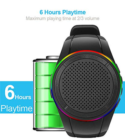 Frewico X10 Wearable Bluetooth Speaker Watch with Open-Ear Safety | Features IP45 waterproof wrist speaker, TF card player, mic, and music RGB lights for cycling, running, or job sites.
