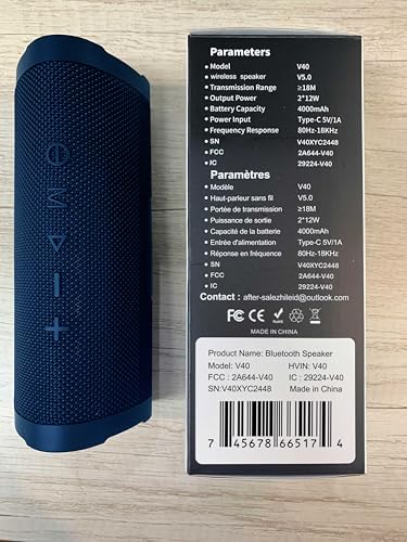 Vanzon Bluetooth Speakers V40 Portable Wireless Speaker V5.0 with 24W Loud Stereo Sound, TWS, 24H Playtime & IPX7 Waterproof, Suitable for Travel, Home&Outdoors - Blue (HIJ) - color: Blue
