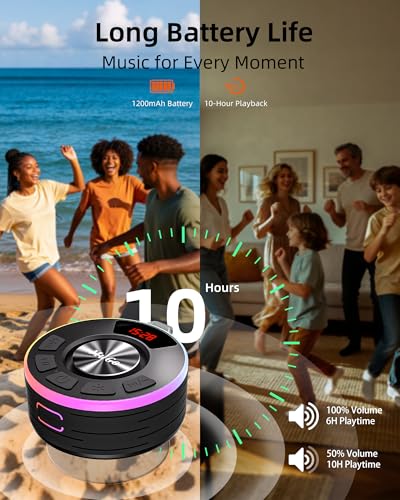 MuGo Shower Bluetooth Speaker Waterproof IPX7, 360° HD Stereo Sound Bathroom Speaker Bluetooth 5.3 with RGB Lights, Suction Cup and Microphone, Mini Shower Radio for Home/Party/Outdoor - color: Orange