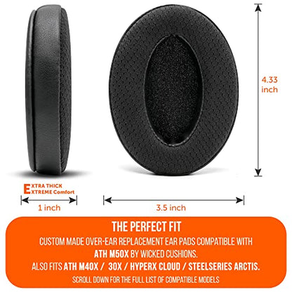 WC Freeze - Cooling Gel Earpads for ATH M50X / SteelSeries Arctis/HyperX | Made by Wicked Cushions | Fits SteelSeries Arctis, ATH M50X, Turtle Beach Stealth & More. Cooler for Longer | Black - color: Black