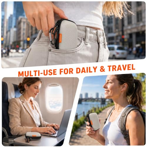 Silver Mini Hard Earbud Case, Small Portable Rectangle Carrying Case Pouch | Small Hard Case for Apple Airpods, Earpods, Samsung Galaxy Buds, Earbuds, Earplugs, In Ear Monitor, USB Cable, Flash Drive - color: Silver