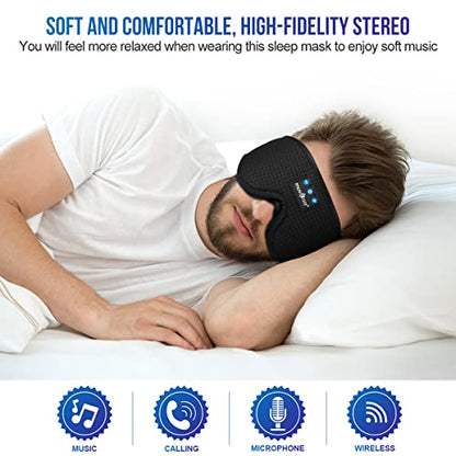 MUSICOZY 3D Sleep Headphones Bluetooth 5.4 Breathable Sleep Eye Mask | Cooling Fabric Lining with Blackout Design for Side Sleeper, HD Stereo Sound, 14 Hours Playtime for Sleep, Travel, Relaxation - color: Black