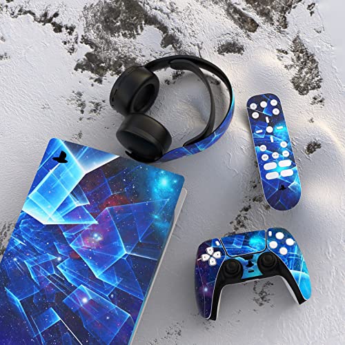 PlayVital Multidimensional Galaxy Full Set Skin Decal for ps5 Console Digital Edition, Sticker Vinyl Decal for ps5 Controller & Charging Station & Headset & Media Remote - color: Multidimensional Galaxy
