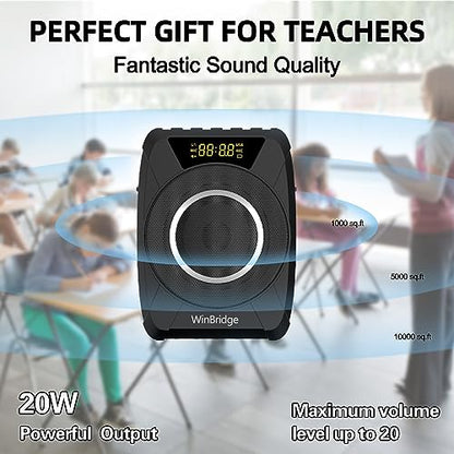 20W Wireless Voice Amplifier with UHF Headset Microphone for Outdoor - M801 | Portable Bluetooth PA System, IPX6 Waterproof & Rugged, AUX/USB/TF/TWS, Auto-Pairing, for Teachers, Tour Guides, Training
